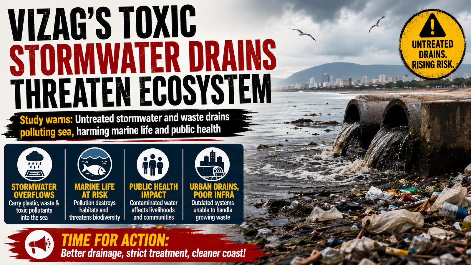 Environment Crisis: Vizag's Toxic Stormwater Drains Threaten Marine Ecosystem