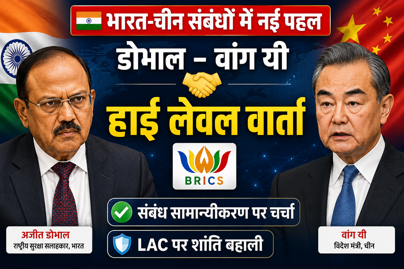 भू-राजनीति: NSA अजीत डोभाल ने चीनी विदेश मंत्री वांग यी के साथ की अहम वार्ता, संबंधों को सामान्य बनाने पर जोर
