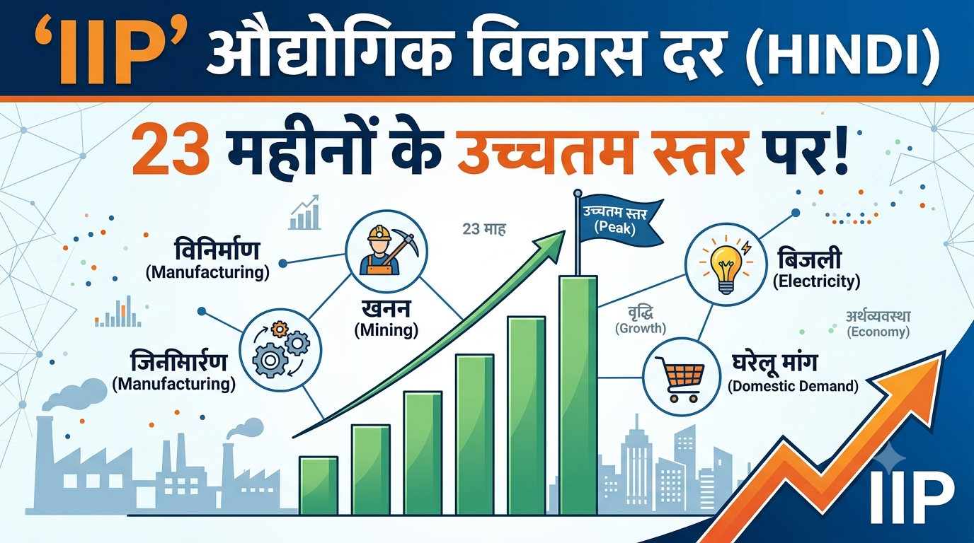 औद्योगिक विकास दर (IIP) 23 महीनों के उच्चतम स्तर पर पहुंची
