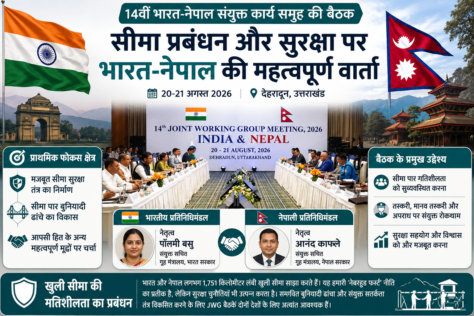 अंतर्राष्ट्रीय संबंध और सुरक्षा: सीमा प्रबंधन पर 14वीं भारत-नेपाल संयुक्त कार्य समूह की बैठक