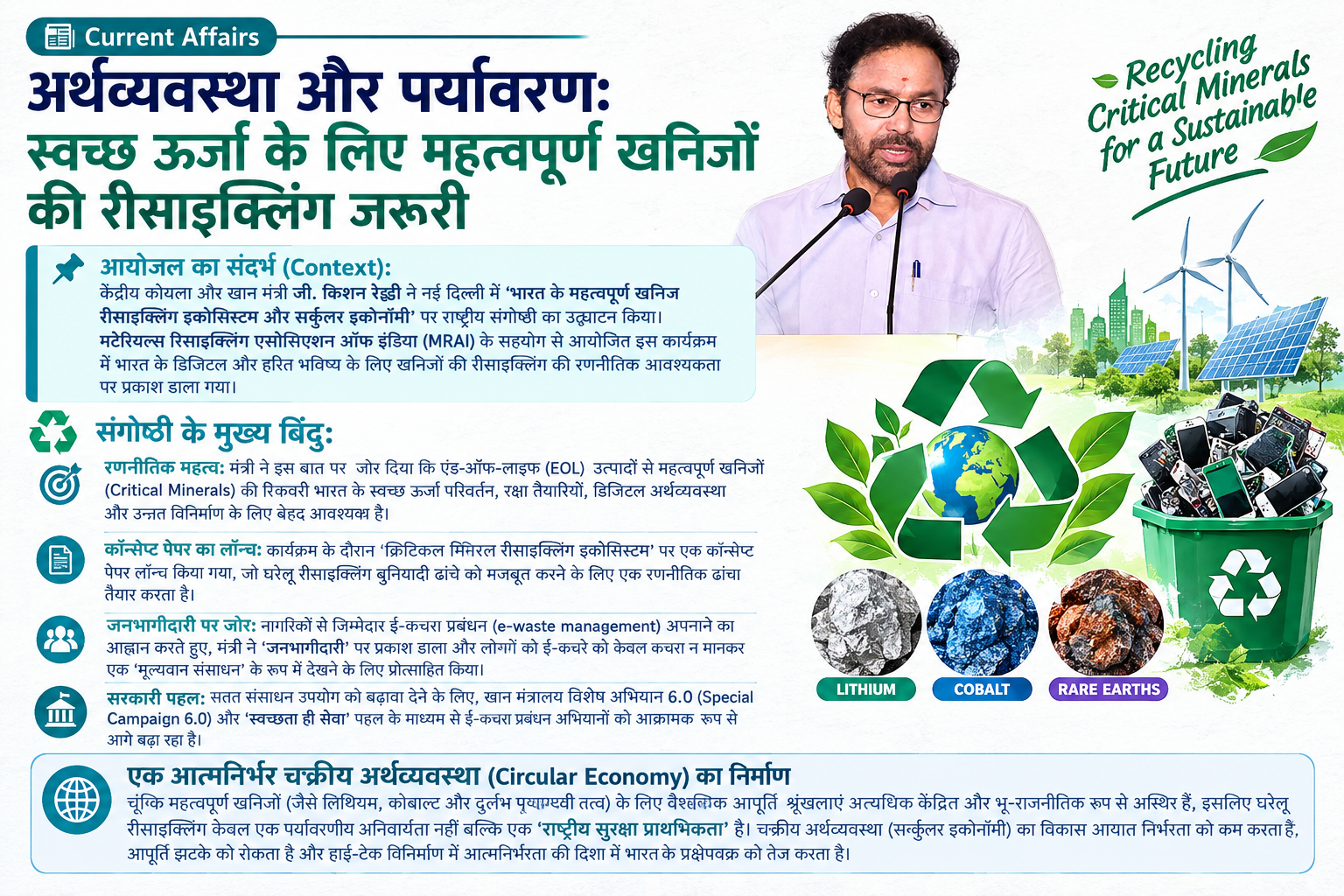 अर्थव्यवस्था और पर्यावरण: स्वच्छ ऊर्जा और रक्षा के लिए महत्वपूर्ण खनिजों की रीसाइक्लिंग जरूरी