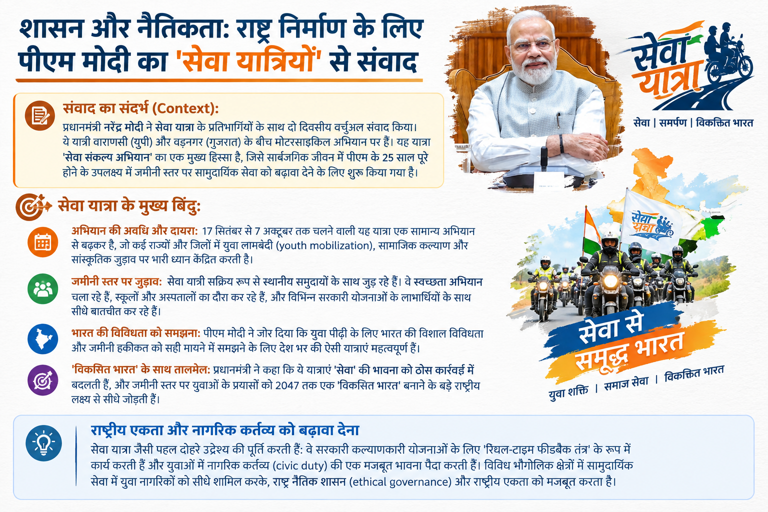 शासन और नैतिकता: पीएम मोदी ने राष्ट्र निर्माण के लिए 'सेवा यात्रियों' से किया संवाद